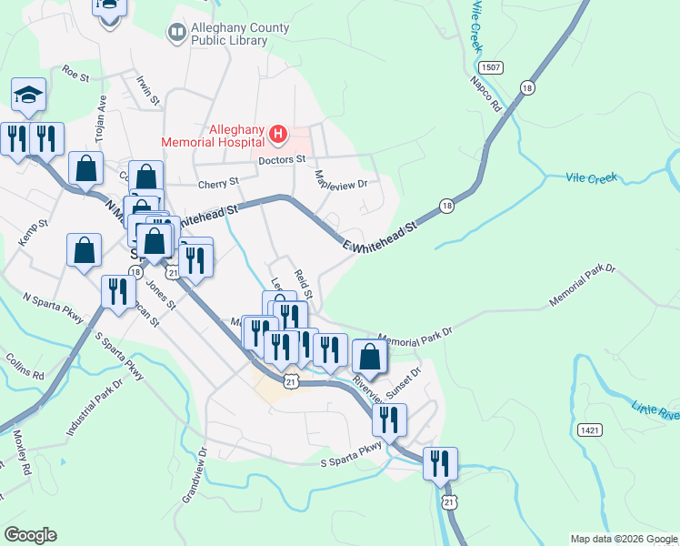 map of restaurants, bars, coffee shops, grocery stores, and more near 505-507 Halsey Street in Sparta