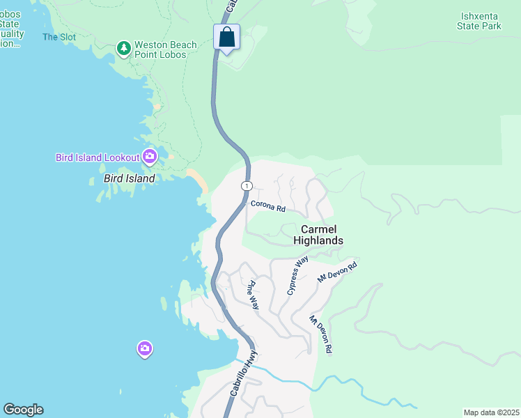 map of restaurants, bars, coffee shops, grocery stores, and more near 102 Corona Road in Carmel-by-the-Sea