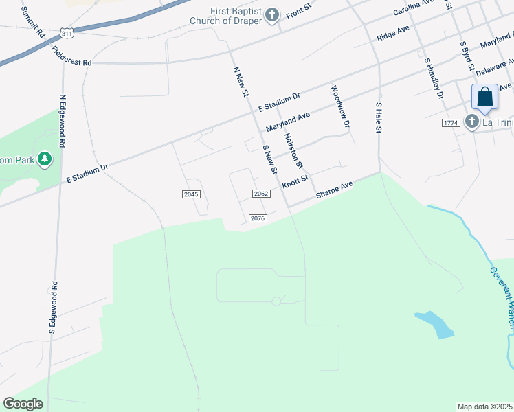 map of restaurants, bars, coffee shops, grocery stores, and more near 307 Charlie Street in Eden