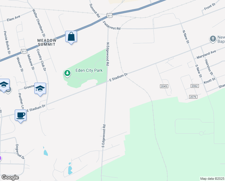 map of restaurants, bars, coffee shops, grocery stores, and more near 100 South Edgewood Road in Eden