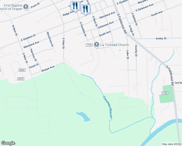 map of restaurants, bars, coffee shops, grocery stores, and more near 459 Merriman Street in Eden