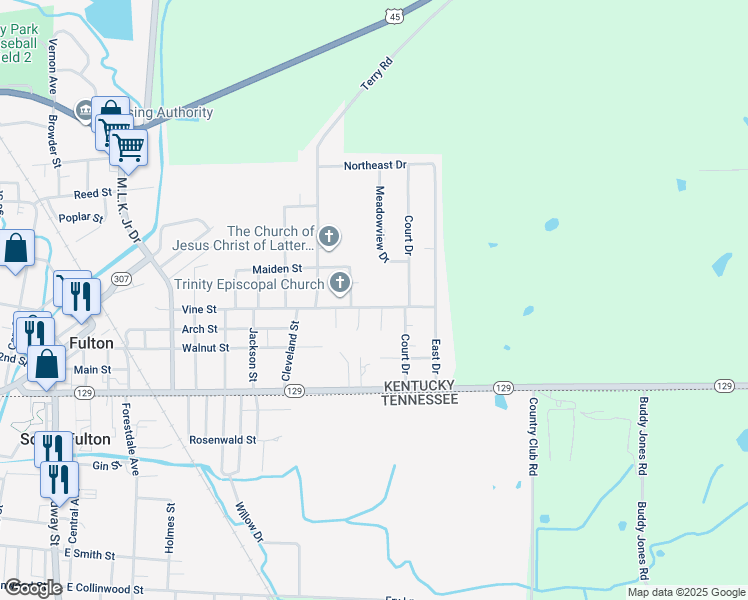 map of restaurants, bars, coffee shops, grocery stores, and more near 1300-1398 Vine Street in Fulton
