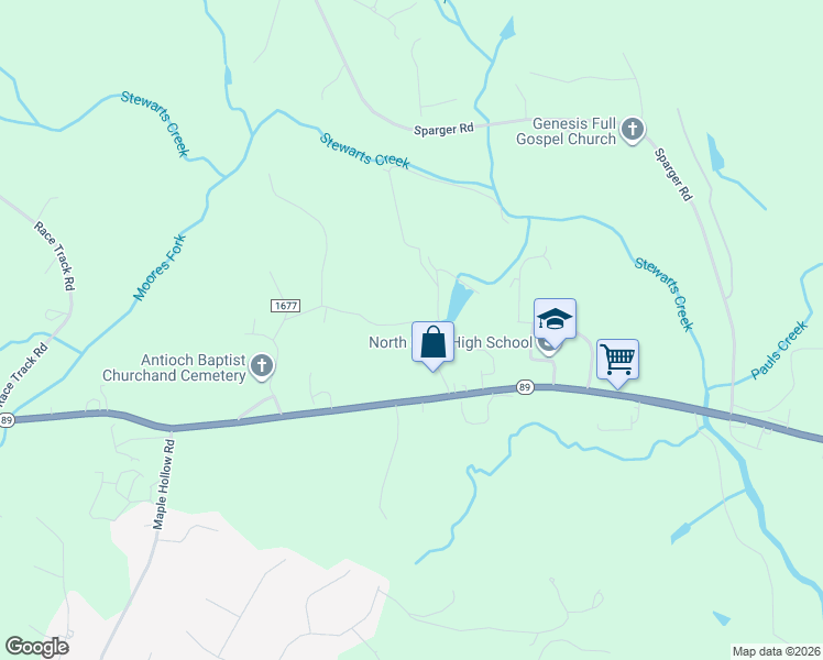 map of restaurants, bars, coffee shops, grocery stores, and more near 244 Sherry Drive in Mount Airy