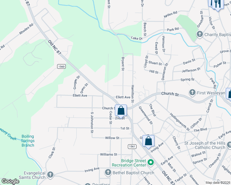map of restaurants, bars, coffee shops, grocery stores, and more near 1000 Ellett Avenue in Eden