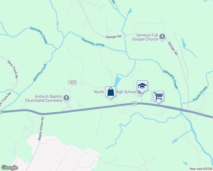 map of restaurants, bars, coffee shops, grocery stores, and more near 244 Sherry Drive in Mount Airy