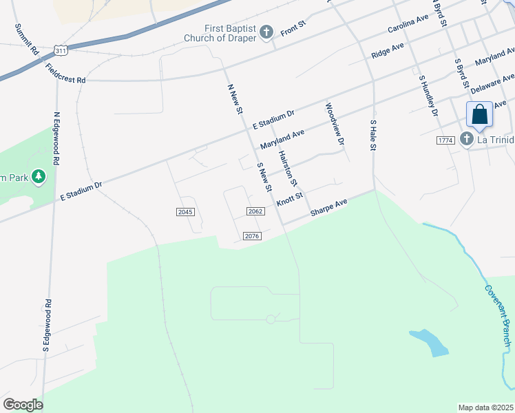 map of restaurants, bars, coffee shops, grocery stores, and more near 211 South New Street in Eden