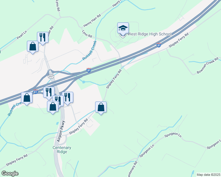 map of restaurants, bars, coffee shops, grocery stores, and more near 1241 Shipley Ferry Road in Blountville