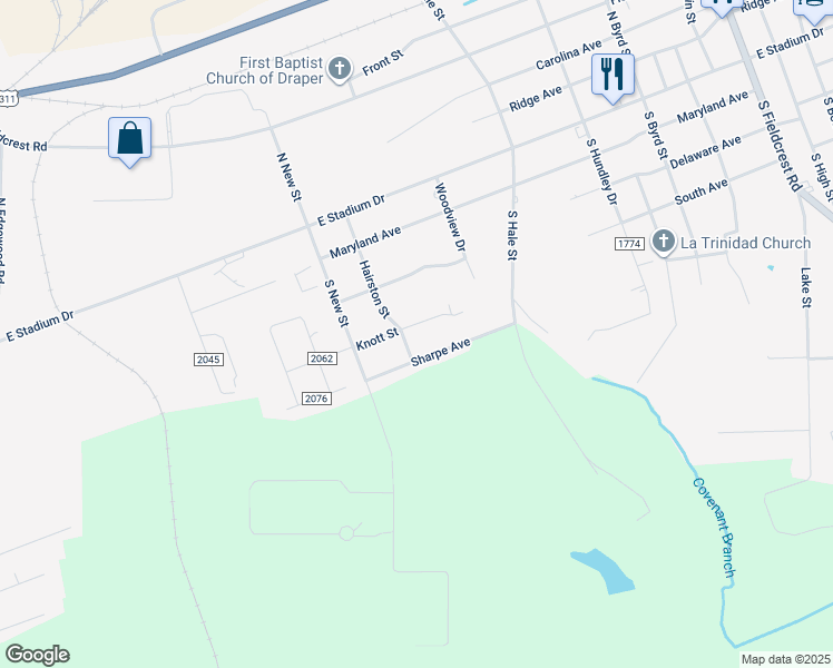 map of restaurants, bars, coffee shops, grocery stores, and more near 1004 Knott Street in Eden