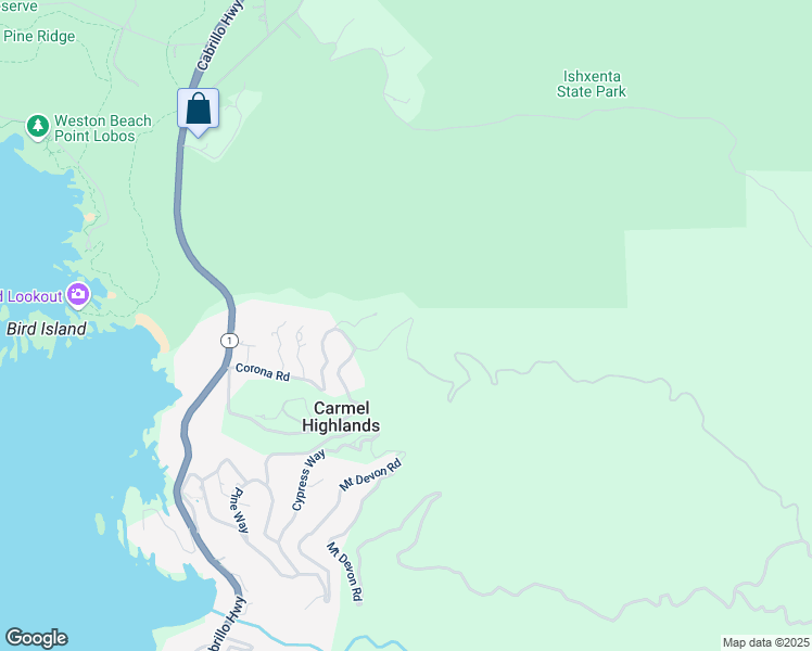 map of restaurants, bars, coffee shops, grocery stores, and more near 83A Corona Road in Carmel-by-the-Sea