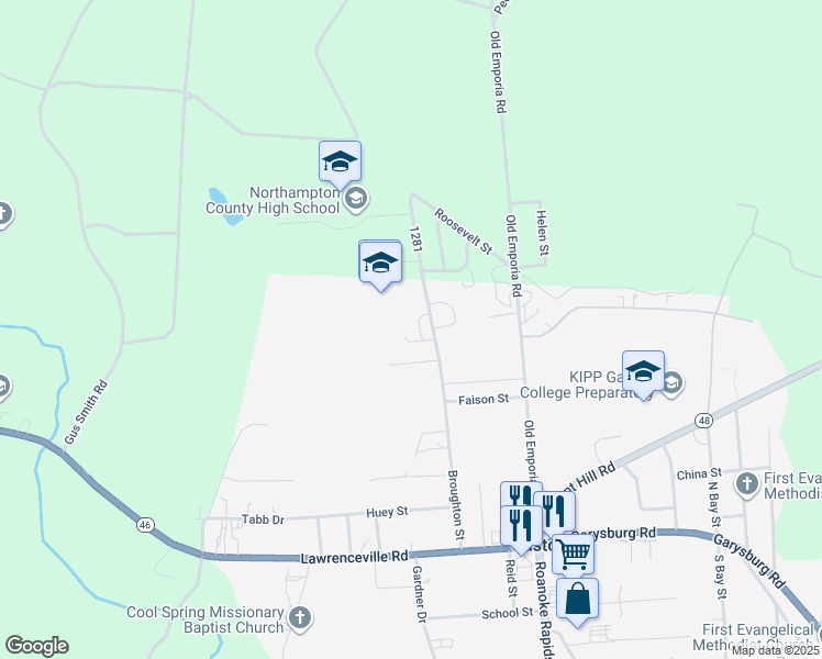 map of restaurants, bars, coffee shops, grocery stores, and more near 320 Broughton Street in Gaston