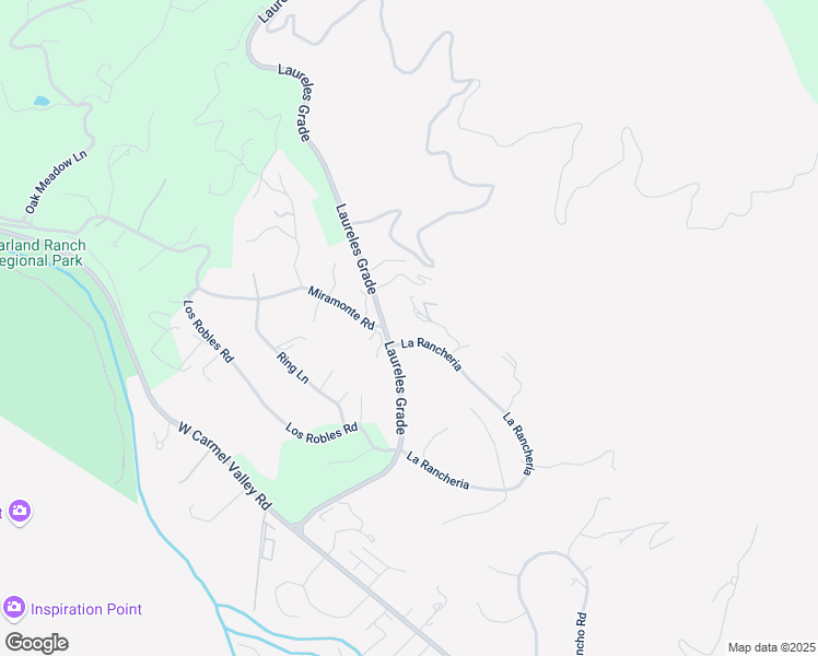 map of restaurants, bars, coffee shops, grocery stores, and more near 53 La Rancheria in Carmel Valley