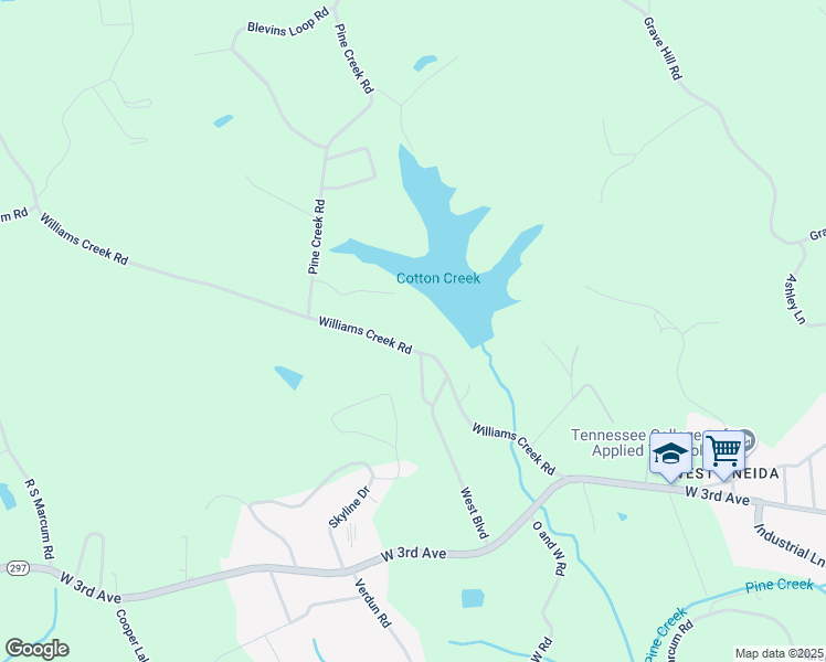 map of restaurants, bars, coffee shops, grocery stores, and more near 570 Williams Creek Road in Oneida