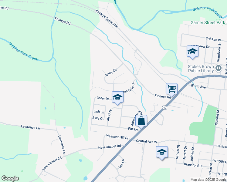 map of restaurants, bars, coffee shops, grocery stores, and more near 521 Berry Circle in Springfield