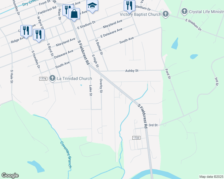 map of restaurants, bars, coffee shops, grocery stores, and more near 407 Long Street in Eden