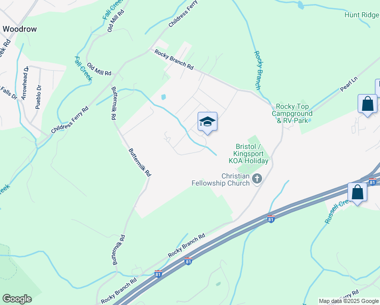 map of restaurants, bars, coffee shops, grocery stores, and more near 410 Glory Road in Blountville