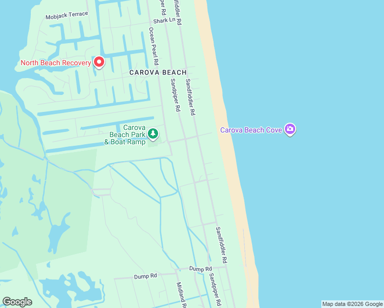 map of restaurants, bars, coffee shops, grocery stores, and more near 2089 Sandpiper Rd in Corolla