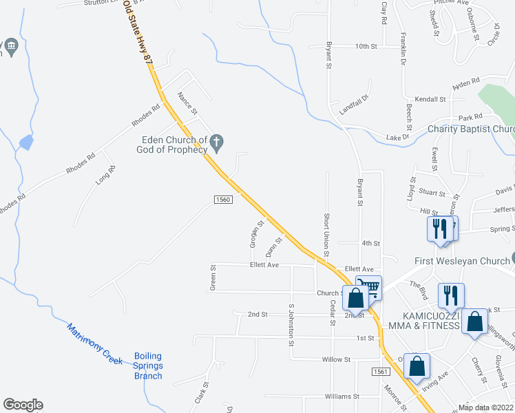 map of restaurants, bars, coffee shops, grocery stores, and more near 13600 Old State Highway 87 in Eden