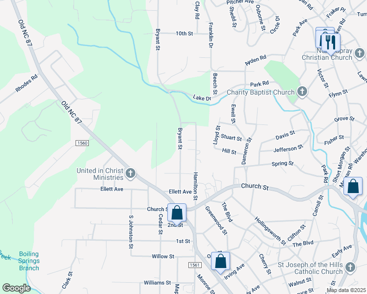 map of restaurants, bars, coffee shops, grocery stores, and more near 230 Bryant Street in Eden