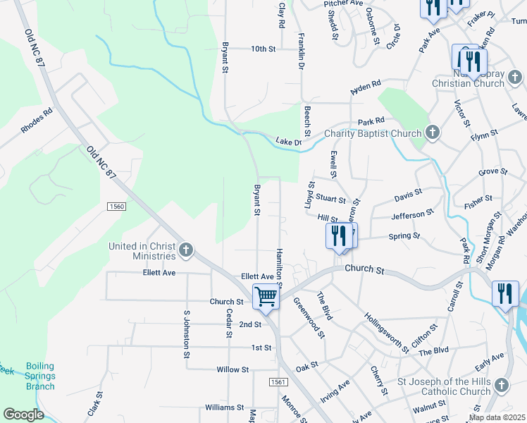 map of restaurants, bars, coffee shops, grocery stores, and more near 230 Bryant Street in Eden