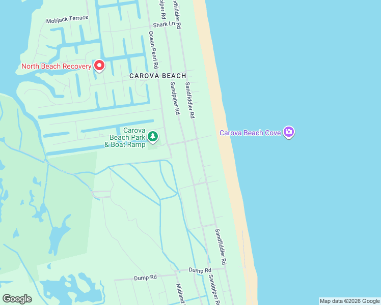 map of restaurants, bars, coffee shops, grocery stores, and more near 2089 Sandpiper Road in Corolla