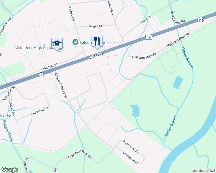 map of restaurants, bars, coffee shops, grocery stores, and more near 121 Sherwood Drive in Church Hill