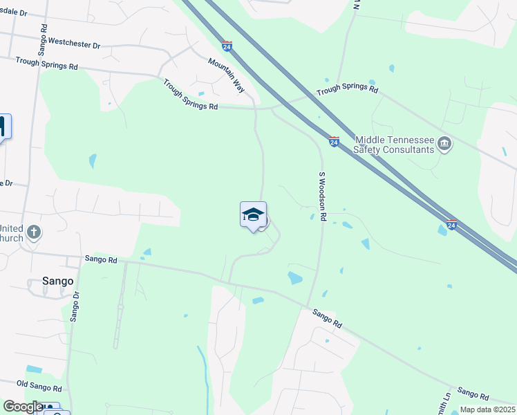 map of restaurants, bars, coffee shops, grocery stores, and more near 3585 Sango Road in Clarksville