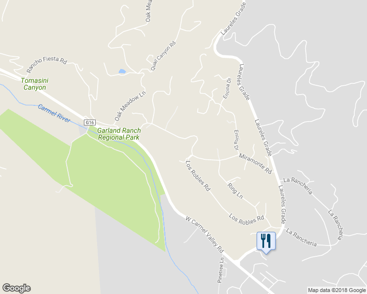 map of restaurants, bars, coffee shops, grocery stores, and more near 35 Miramonte Road in Carmel Valley