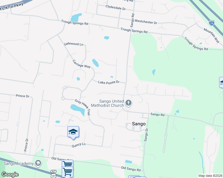 map of restaurants, bars, coffee shops, grocery stores, and more near 411 Lake Pointe Drive in Clarksville