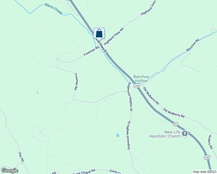 map of restaurants, bars, coffee shops, grocery stores, and more near 212 Freeman Road in Tazewell