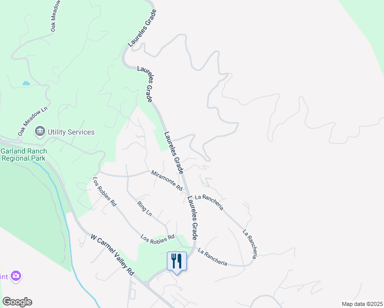 map of restaurants, bars, coffee shops, grocery stores, and more near 471 Laureles Grade in Carmel Valley