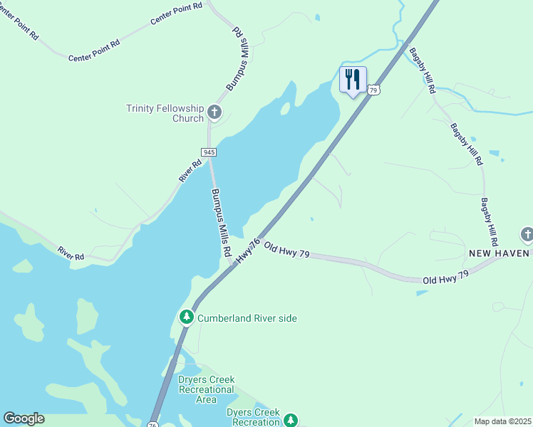 map of restaurants, bars, coffee shops, grocery stores, and more near 477 U.S. 79 in Dover