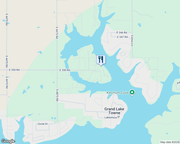 map of restaurants, bars, coffee shops, grocery stores, and more near 447905 East 350 Road in Vinita