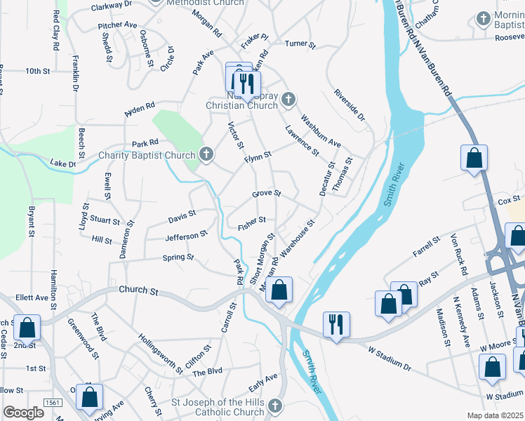 map of restaurants, bars, coffee shops, grocery stores, and more near 304 Victor Street in Eden