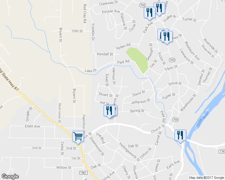 map of restaurants, bars, coffee shops, grocery stores, and more near 312 Ewell Street in Eden