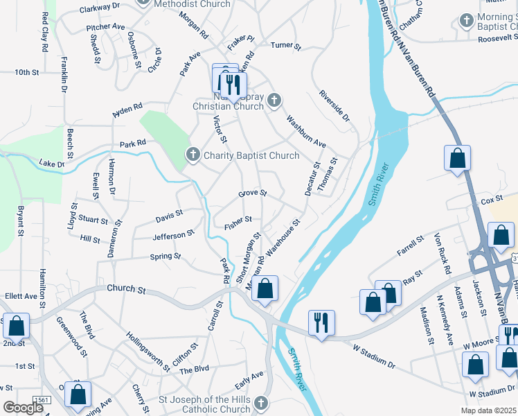 map of restaurants, bars, coffee shops, grocery stores, and more near 315 Morgan Road in Eden