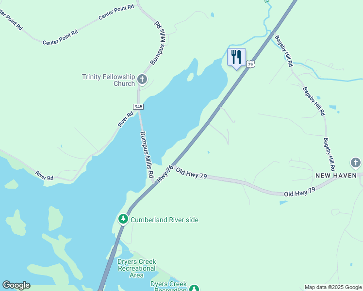 map of restaurants, bars, coffee shops, grocery stores, and more near 477 U.S. 79 in Dover