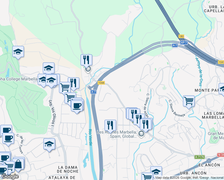 map of restaurants, bars, coffee shops, grocery stores, and more near in 