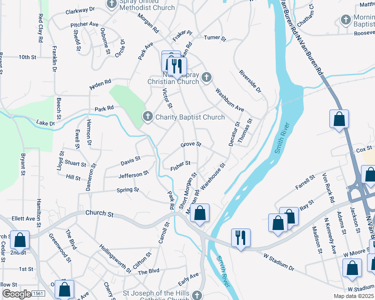 map of restaurants, bars, coffee shops, grocery stores, and more near 315 Morgan Road in Eden