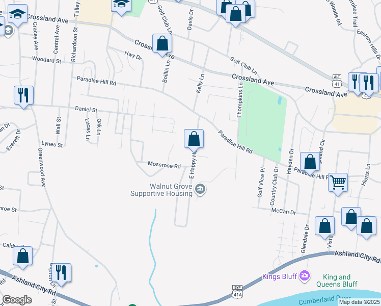 map of restaurants, bars, coffee shops, grocery stores, and more near 862 East Happy Hollow Drive in Clarksville