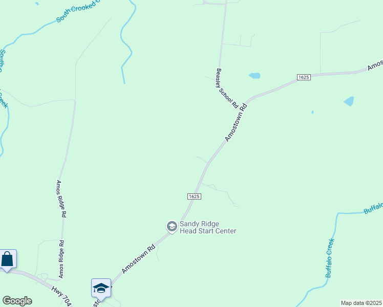 map of restaurants, bars, coffee shops, grocery stores, and more near 1495 Amostown Road in Sandy Ridge