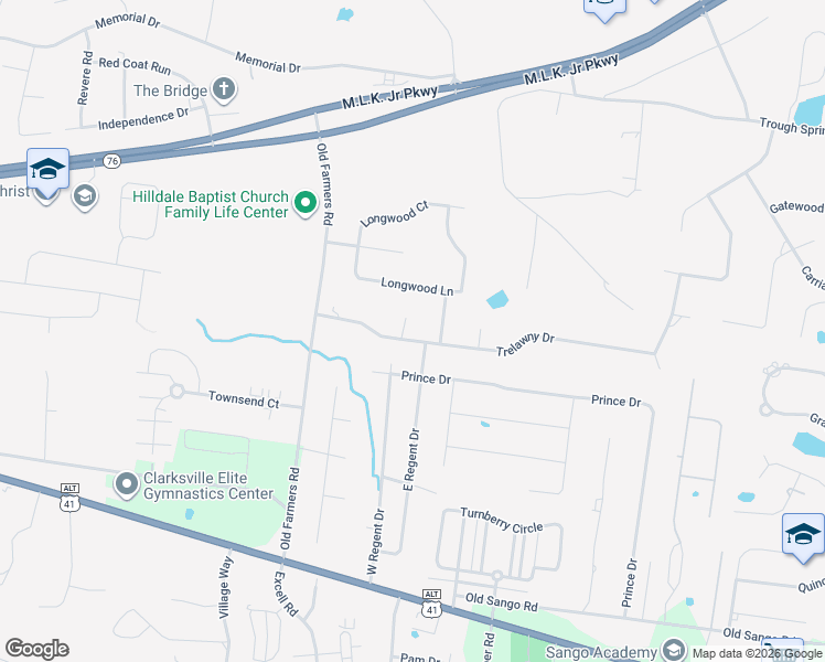 map of restaurants, bars, coffee shops, grocery stores, and more near 212 Chelsea Court in Clarksville