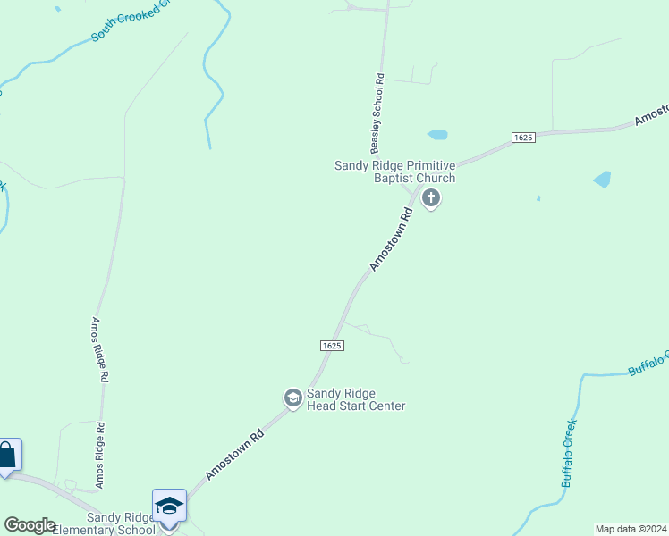 map of restaurants, bars, coffee shops, grocery stores, and more near 1495 Amostown Road in Sandy Ridge