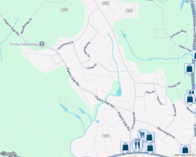map of restaurants, bars, coffee shops, grocery stores, and more near 275 Dudley Avenue in Mount Airy