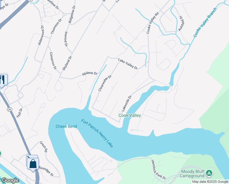 map of restaurants, bars, coffee shops, grocery stores, and more near 3640 Deland Drive in Kingsport