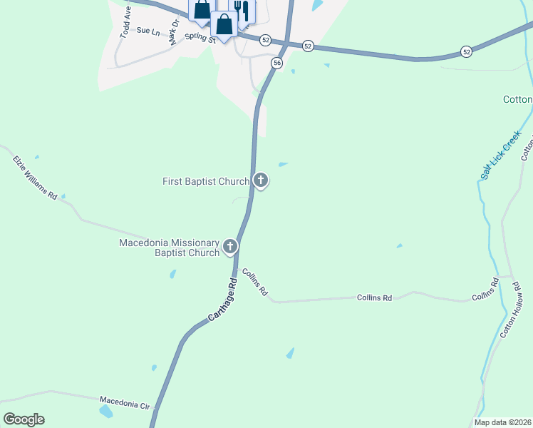 map of restaurants, bars, coffee shops, grocery stores, and more near 489 Carthage Road in Red Boiling Springs