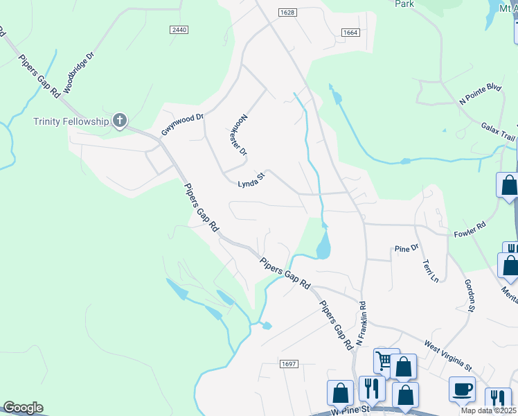 map of restaurants, bars, coffee shops, grocery stores, and more near 275 Dudley Avenue in Mount Airy