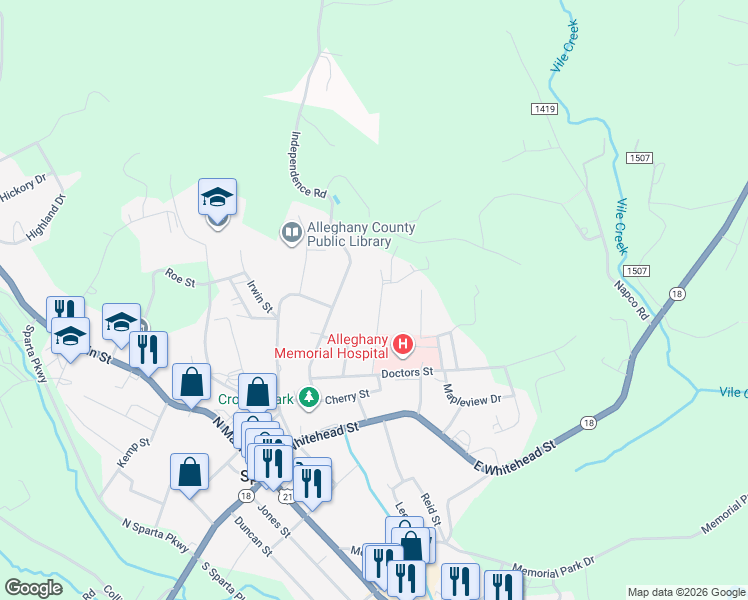 map of restaurants, bars, coffee shops, grocery stores, and more near 186 Lucas Street in Sparta