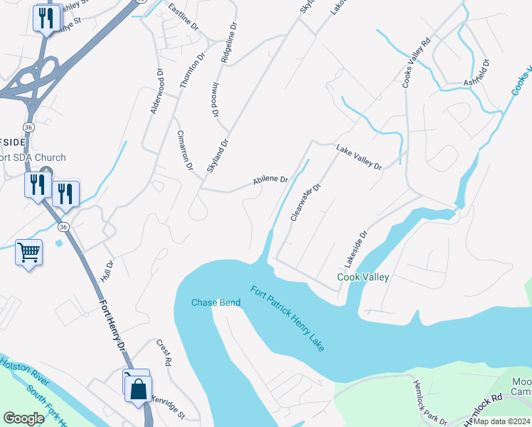 map of restaurants, bars, coffee shops, grocery stores, and more near 4000 Cooks Inlet Road in Kingsport