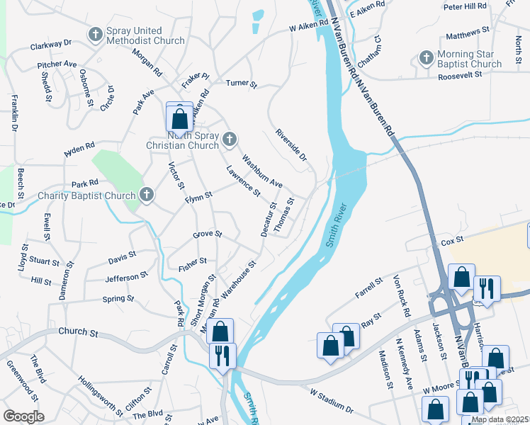 map of restaurants, bars, coffee shops, grocery stores, and more near 421 Decatur Street in Eden