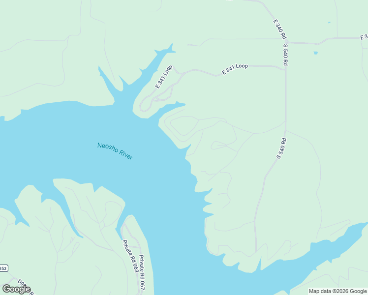 map of restaurants, bars, coffee shops, grocery stores, and more near 53501 East 344 Road in Jay